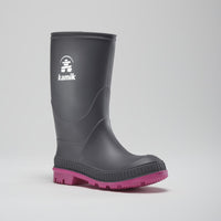 CHARCOAL/MAGENTA,CHARBON/MAGENTA : Stomp - Kids' Rain Boots Main View