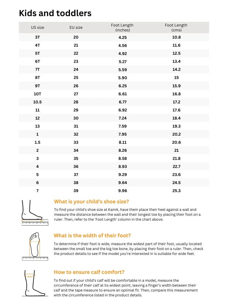 Sizing chart for RIPTIDE